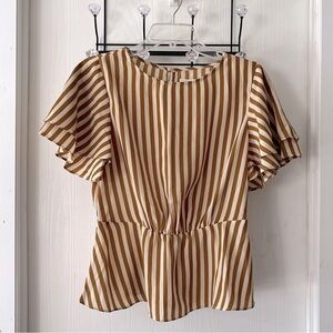Mustard Seed - Brown and White Striped Blouse